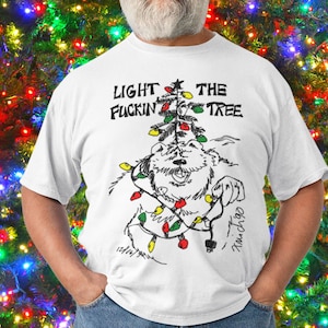 Gay Bear Christmas Tree Shirt, Cartoon Illustration San Francisco LQBTQ, Light The Tree! Funny Bear Pride Holiday Gift, Retro Queer Gifts
