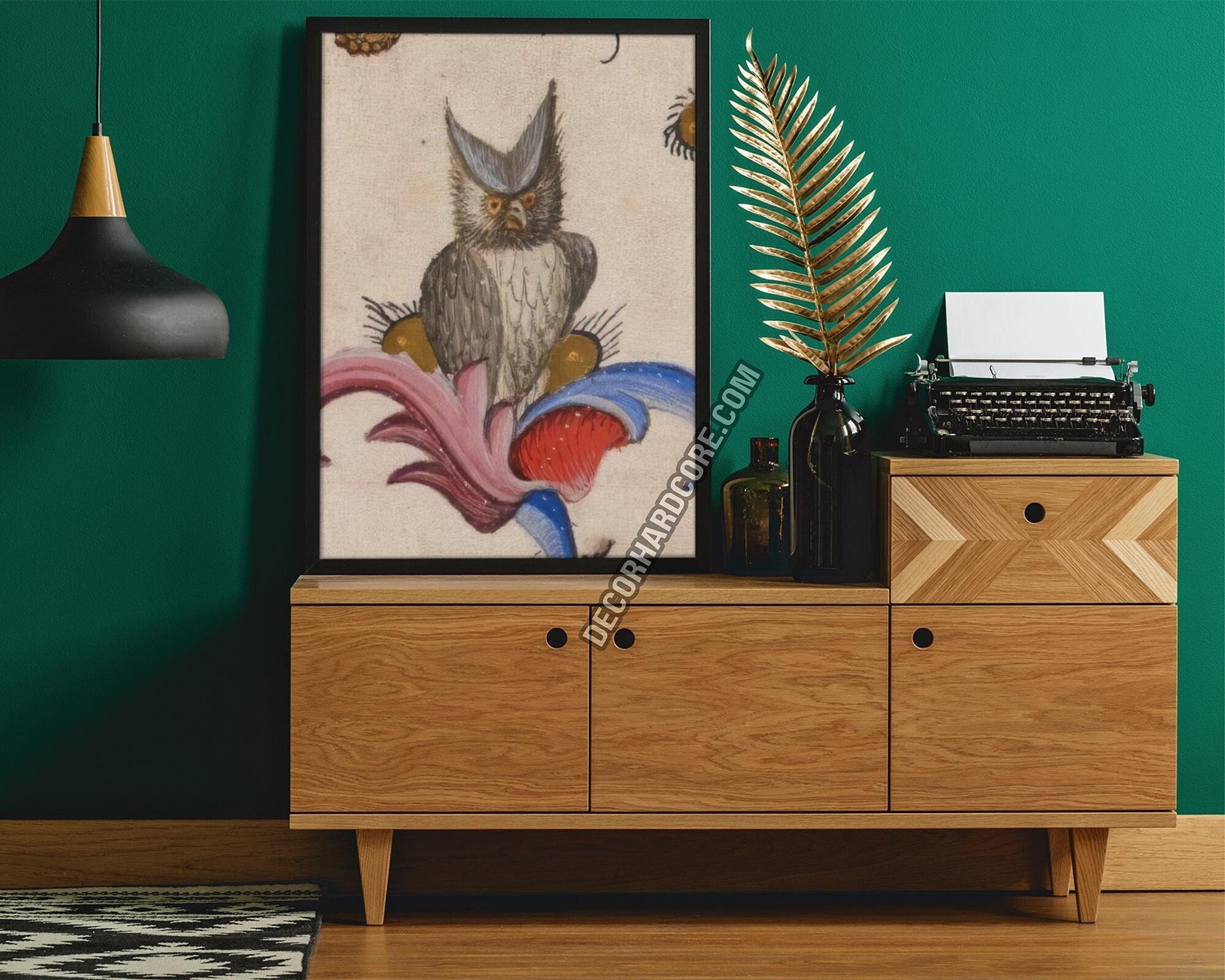 Medieval Owl Poster, Ancient Manuscript Funny Bird Marginalia Drawing, Weirdcore Aesthetic Room Unfr