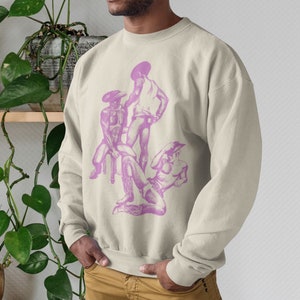 Naked Cowboys Sweatshirt, Gay Retro Crewneck, Queer Rodeo Vintage Illustration Graphic Shirts, Funny Gay Gifts, Aesthetic Pride Clothing