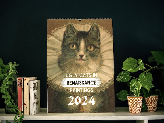 Medieval Cats Paintings Calendar 2024, Ugly Medieval Cats Calendar