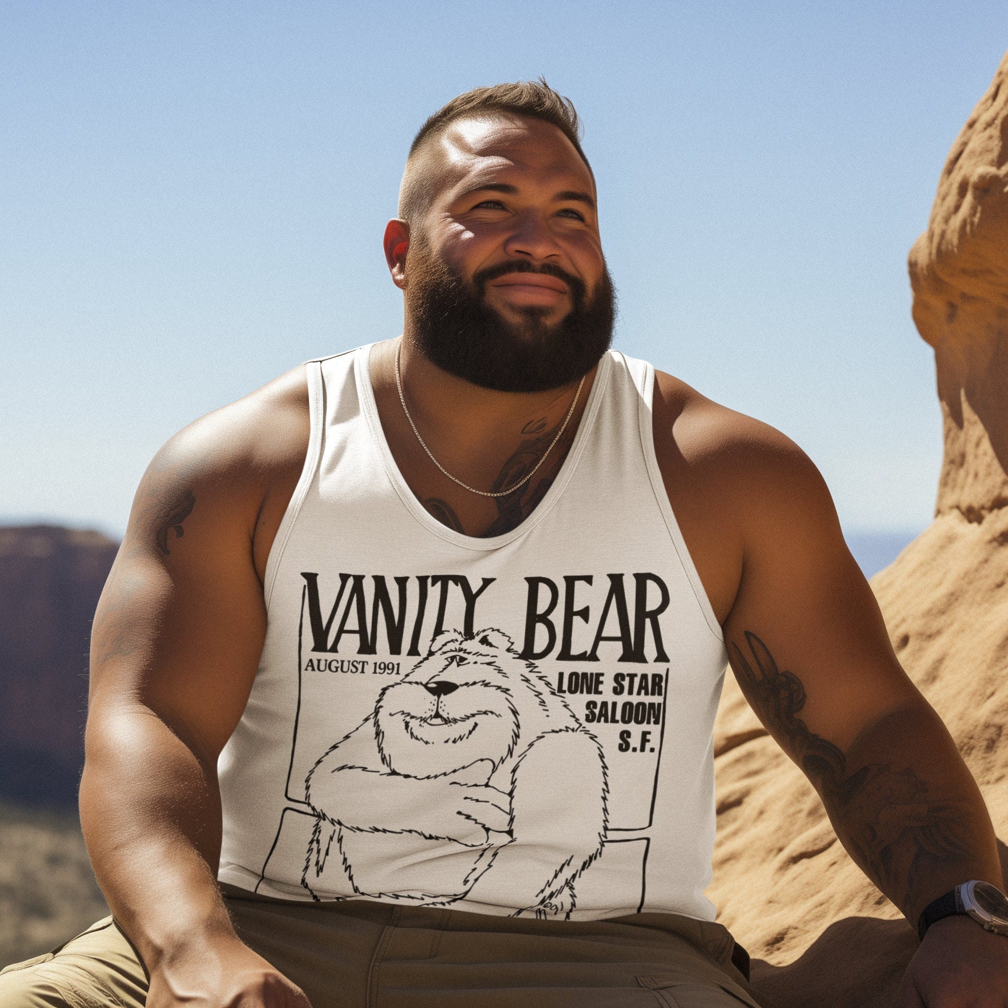 LGB パーティーアニマルズ タンクトップ Vanity Bear Men's Premium Tank Top, Lone Star Saloon San Francisco
