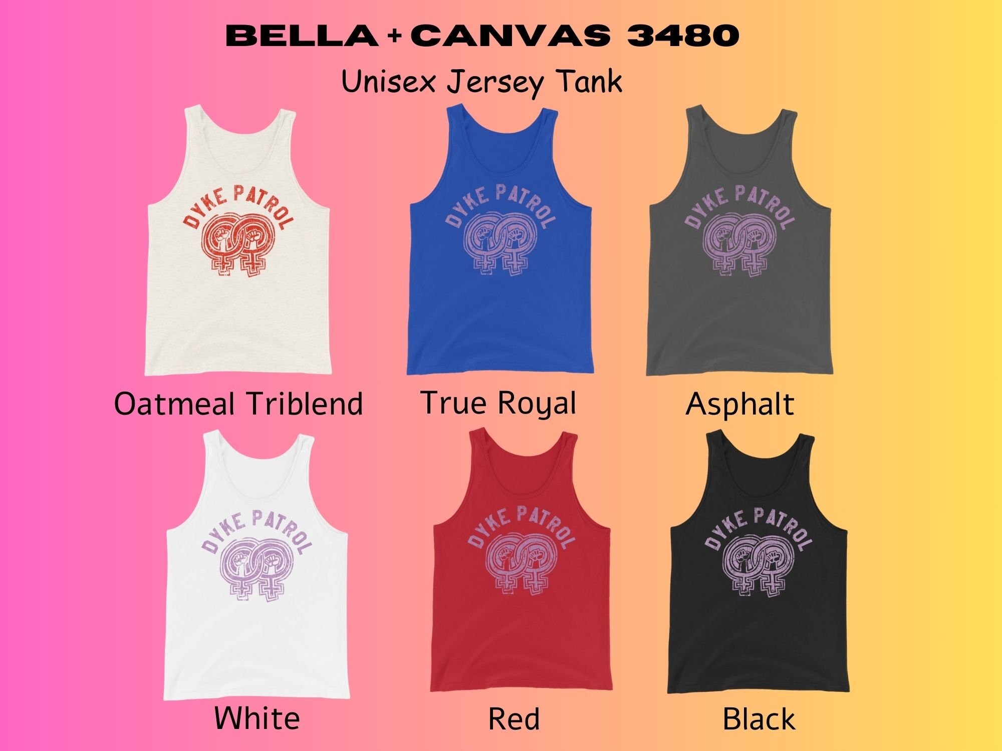 Lesbian Tank Top, Dyke Patrol Sleeveless T-shirt, LGBTQ+ Activist