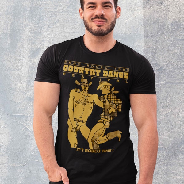 Gay Cowboy Shirt, Country Rodeo Dance Vintage Tee, Queer Couple 70's Illustration T Shirts, Homosexual Pride Art, Save a Horse Funny Gift