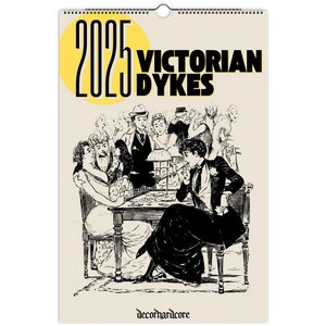 2025 Victorian Dykes Wall Calendar, Vintage Queer Fashion/ Lifestyle Sapphic Romance Hanging Artsy Planner, Lesbian Novelty Gift for Her