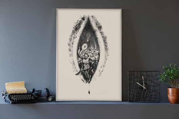 Eugène Lepoittevin Lithograph, Demonic Vulva Theatrical Wall Art