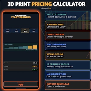 3D Print Pricing Calculator, Filament Cost Profit Tracker (Digital Download)