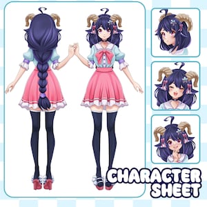 Custom Character Sheet Commission | Character Sheet, Character Reference Sheet, Vtuber Character Sheet, Model Vtuber, Furry Character Sheet