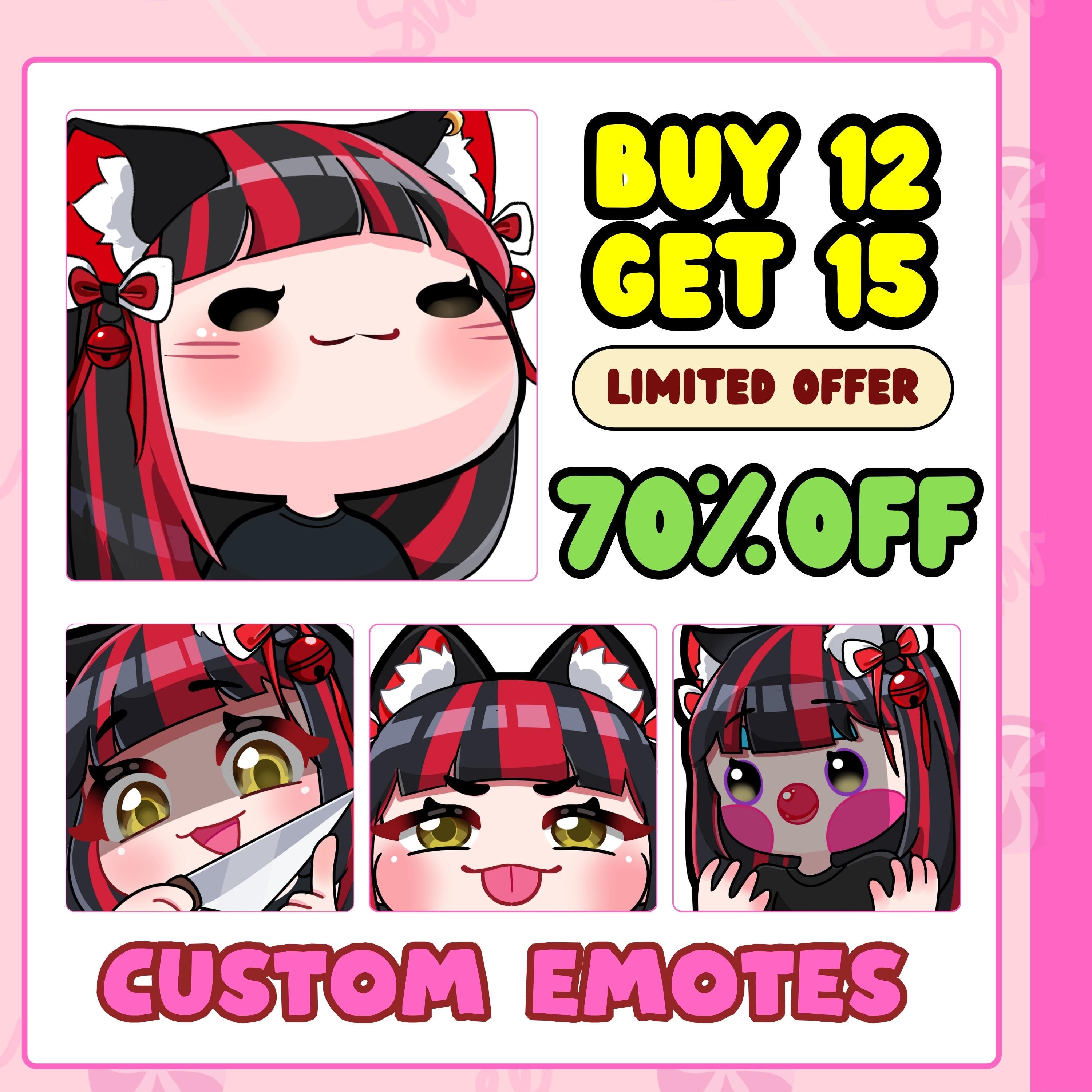 Custom Twitch Emotes Or Kick Emotes | Twitch Emote for streamer Twitch, Facebook, Discord | Cute Chibi anime style | Twitch Emotes, Anime
