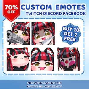 Custom Twitch Emotes Or Kick Emotes | Twitch Emote for streamer Twitch, Facebook, Discord | Cute Chibi anime style | Twitch Emotes, Anime