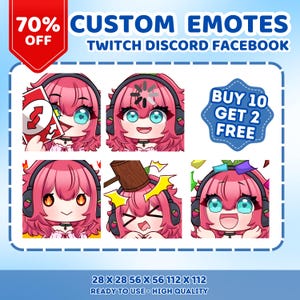 Custom Twitch Emotes Or Kick Emotes | Twitch Emote for streamer Twitch, Facebook, Discord | Cute Chibi anime style | Twitch Emotes, Anime