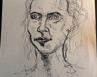 Retrato dibujado a mano original