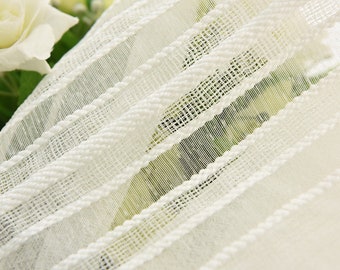 Tissu lin et coton blanc,Tissu translucide,Rideaux en voile,Tissu tulle pour mariage