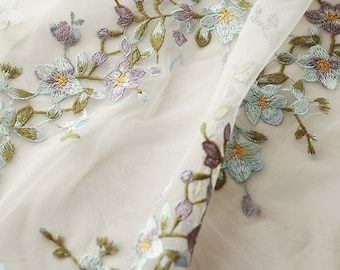 Flower Lace Fabric,Wedding Tulle Mesh Fabric,Embroidered Fabric,Wedding Lace Fabric,Bridal Dress Fabric,Designer Fabric,Fabric By Yard