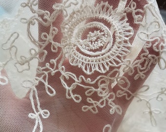 White Lace Fabric,Wedding Tulle Mesh Fabric,Embroidered Fabric,Wedding Lace Fabric,Bridal Dress Fabric,Designer Fabric,Fabric By Yard