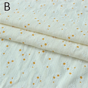 Tela de lino de algodón Daisy, tela de diseñador, tela de flores, tela de flores bordadas, tela suave, tela de vestido, tela cortada a medida, tela de algodón B