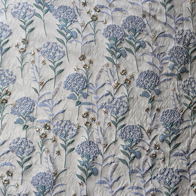 Printed Flower Fabric,Upholstery Fabric,Flower Fabric,Blue Flower Fabric,Soft Fabric,Dress Fabric,Fabric By The Yard,Cushion Fabric zdjęcie 5