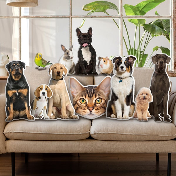 Individuell angefertigtes 3D Haustier Kissen vom Foto - Doppelt bedrucktes Baumwoll Hundekissen Haustierkissen Katzenkissen