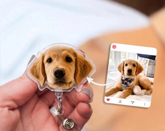 Custom Dog Badge Reel Personalized Funny Pet Badge Reel from Photo - Christmas Gifts for Nurse Badge Reel with Picture