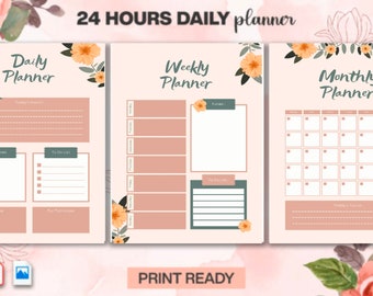 Schedule Planner Digital | Daily Schedule Planner | Weekly Planner | Printable Monthly Planner | Tasks Planner | Instant Download Planner