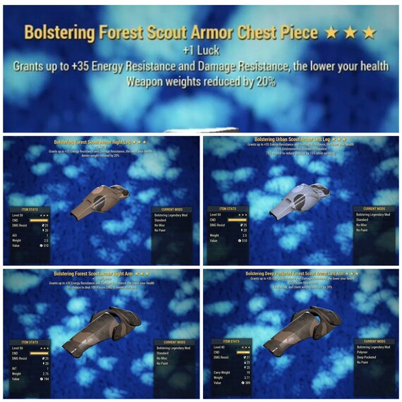 Fallout 76 Bolstering Scout Armor Full Set L50 Xbox Etsy
