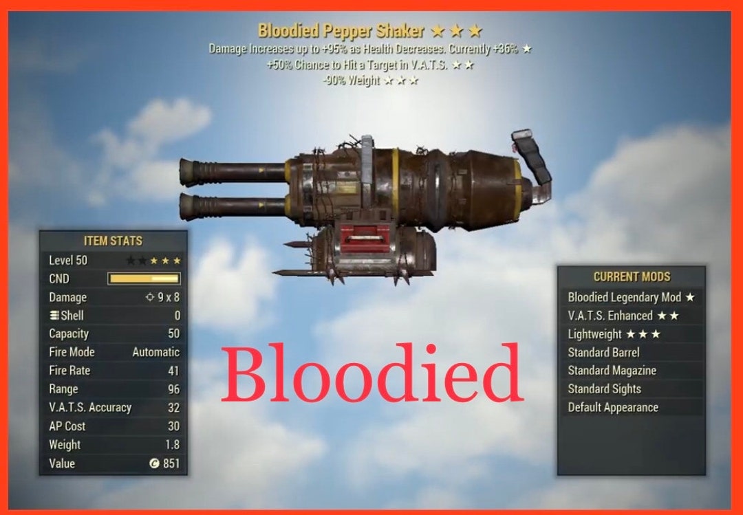 Fallout 76 Bloodied Pepper Shaker 50VHC 90RW L50 Xbox Etsy Australia