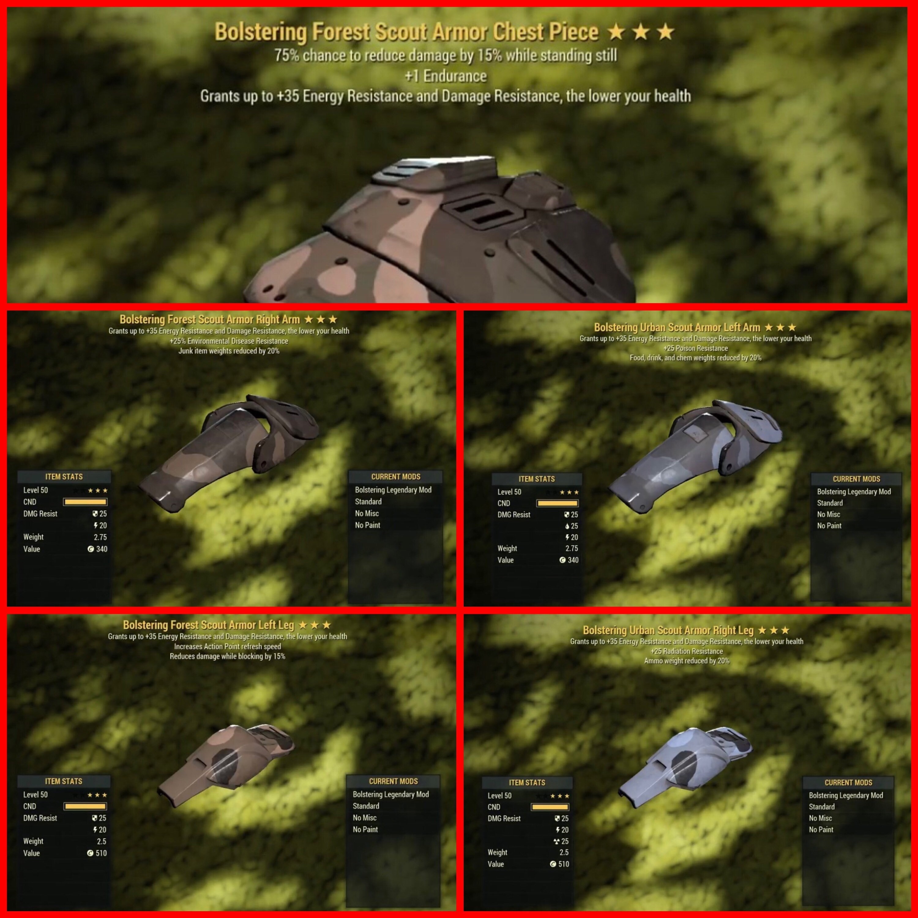 Fallout 76 Bolstering Scout Armor Full Set L50 Xbox Etsy