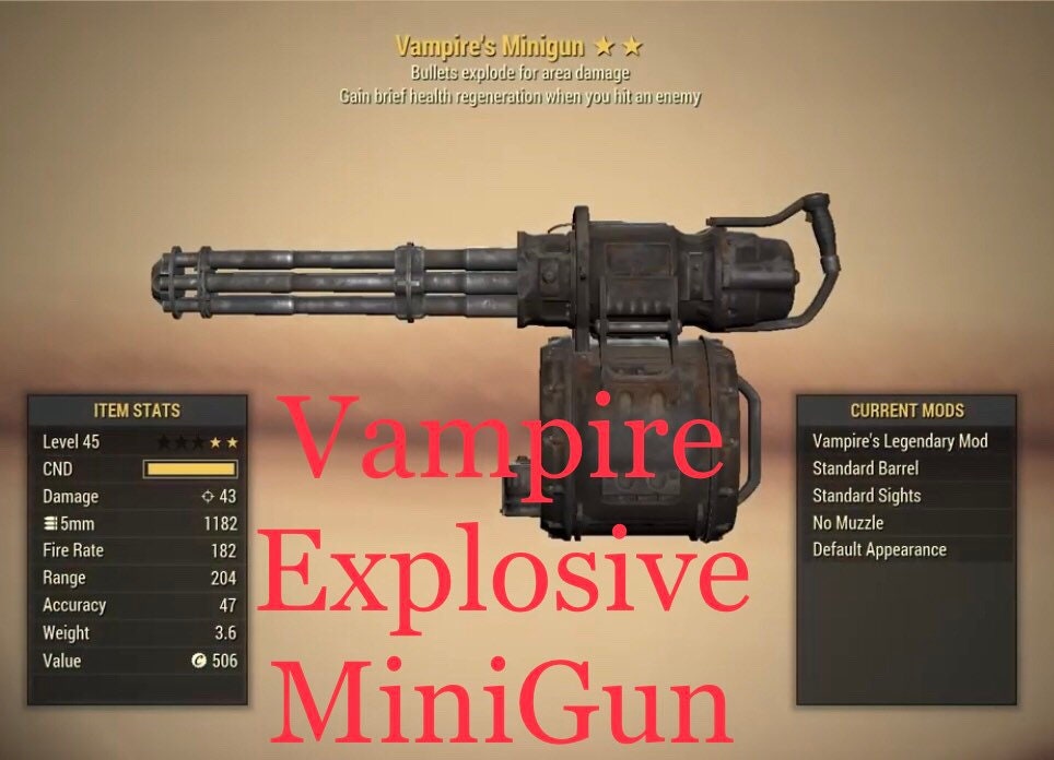 Fallout 76 Vampire Explosive Minigun Xbox Etsy