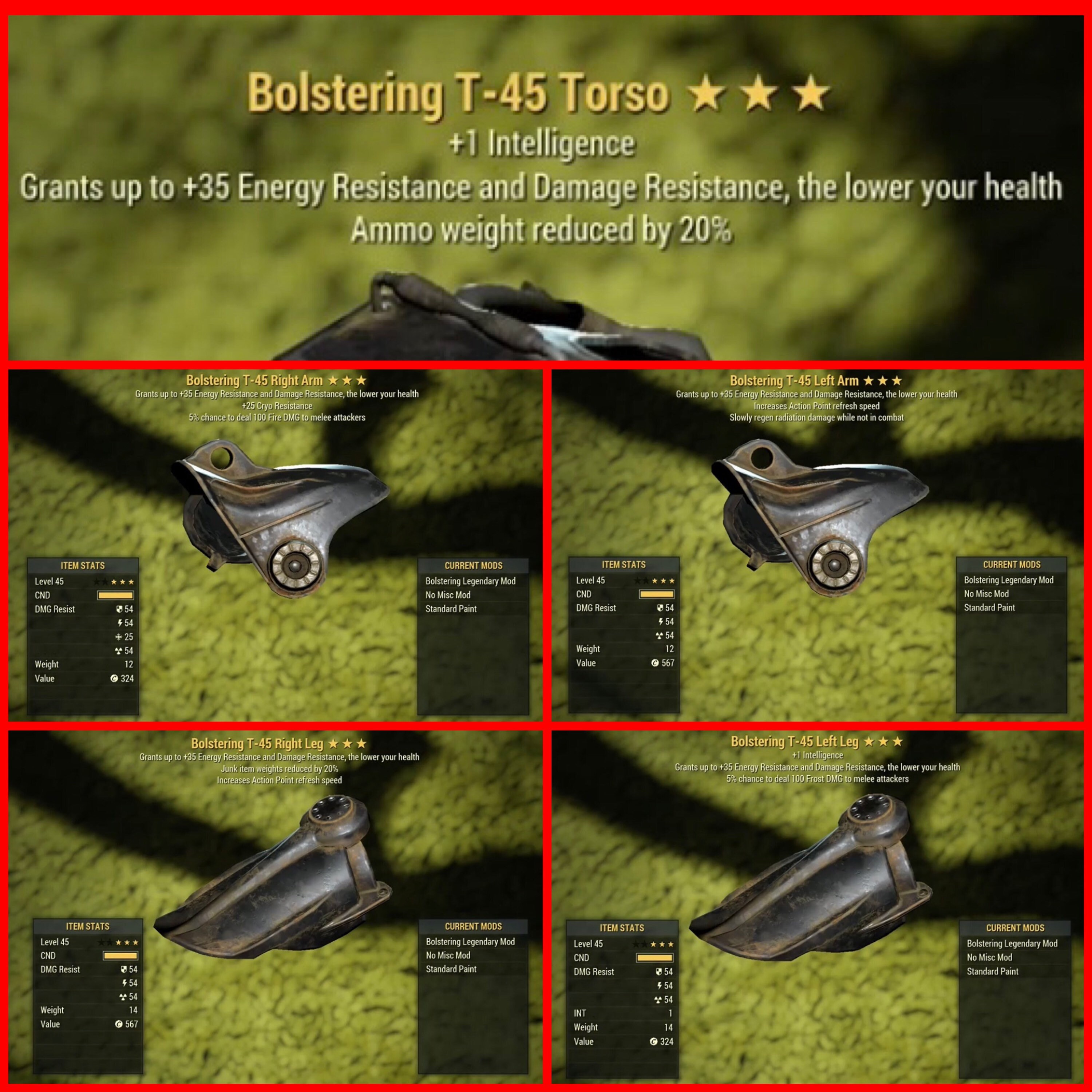 Fallout 76 Bolstering T45 Power Armor Full Set Xbox Etsy