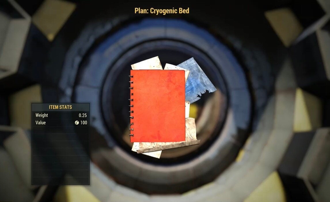 Fallout 76 Cryogenic Bed Plan Xbox Etsy