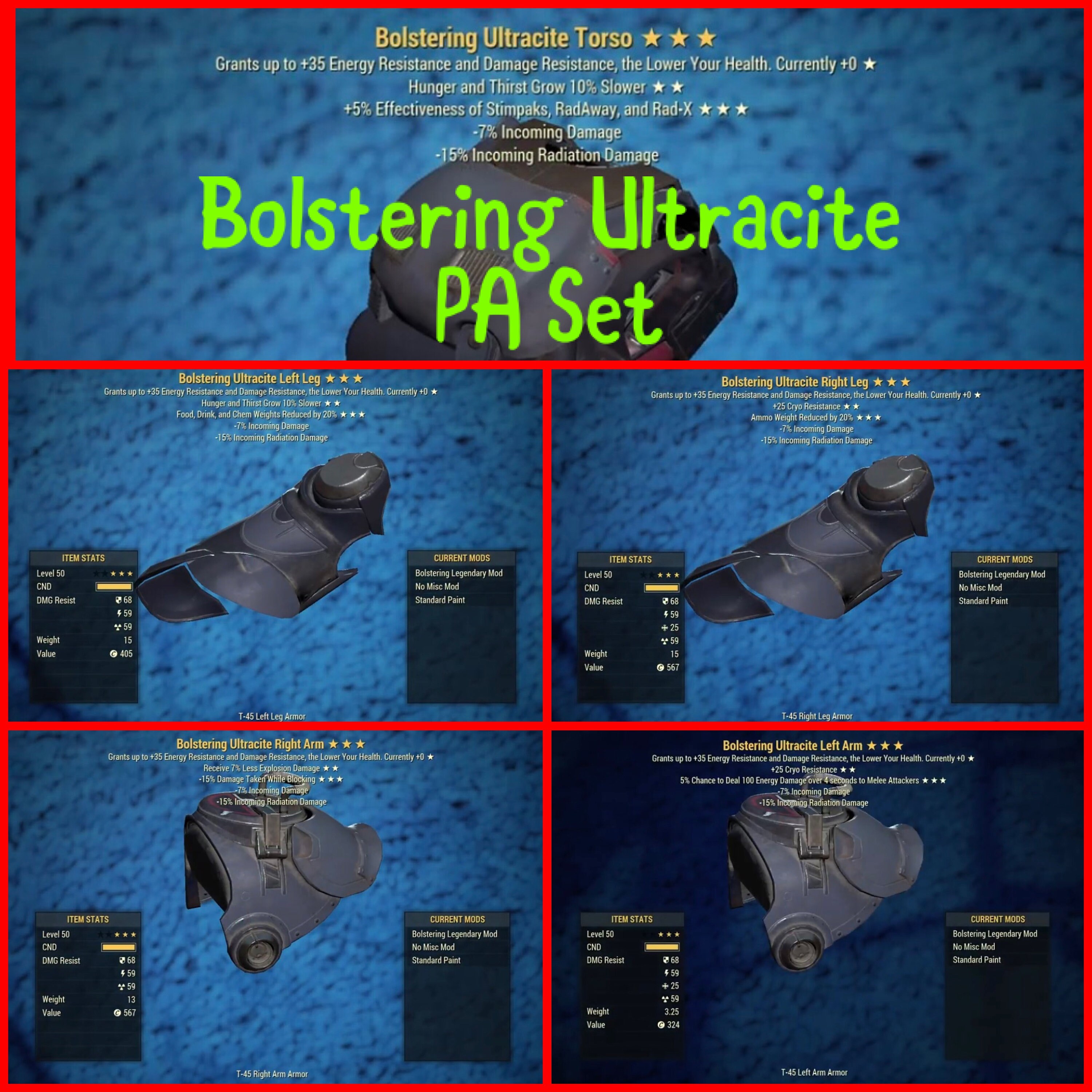 Fallout 76 Bolstering Ultracite Power Armor Full Set L50 Etsy