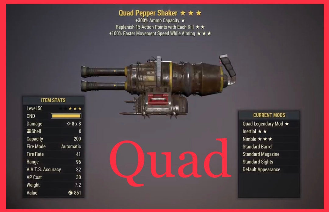 Fallout 76 Quad Pepper Shaker 50VHC RAPWEK 100FMSWA Xbox Etsy