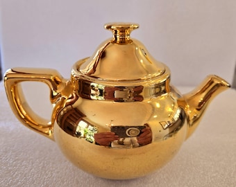 1930s-1950s Vintage Hall China Golden Boston Teapot #10; Individual-Serving- Golden Glo Finish - 22K Gold – Excellent Vintage Condition!