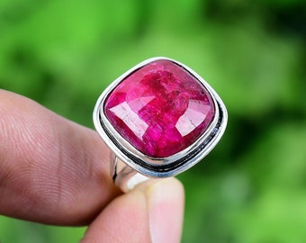 Kashmir Red Ruby Ring 925 Sterling Silver Ring Ruby Gemstone Bohemian Ring Handmade Silver Jewelry Ring Lovely Gift For Her RJS1