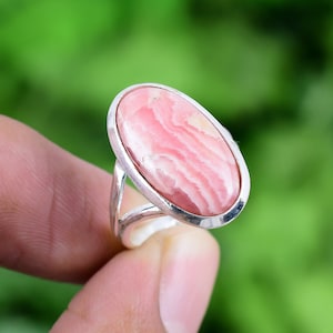 Rhodochrosite Ring 925 Sterling Silver Ring Rhodochrosite Genuine Gemstone Bohemian Ring Handmade Silver Jewelry Ring Gift For Her RJS104