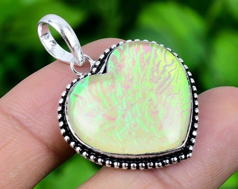 Handmade Triplet Opal Heart Pendant: 925 Sterling Silver Jewelry