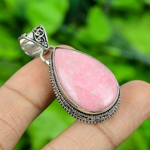 Pink Thulite Pendant / Thulite Vintage Style 925 Sterling Silver Pendant /  Natural Gemstone Pendant for Gift / Handcrafted Jewelry Gift
