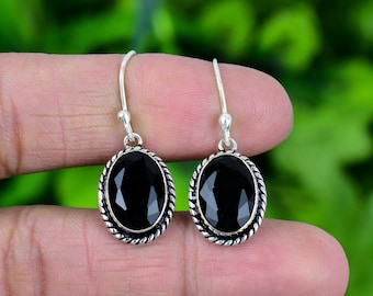 Black Onyx Earring 925 Sterling Silver Earring Black Onyx Gemstone Earring Handmade Silver Jewelry Earring Gift For Her SLGRE86