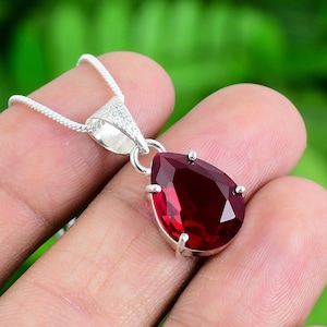 Garnet Pendant 925 Sterling Silver Pendant Garnet Gemstone Pendant Handmade Silver Jewelry Pendant For Necklace Gift For Her PJS704