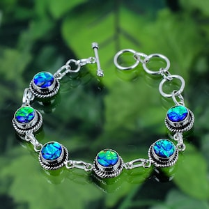 Australian Triplet Fire Opal Bracelet 925 Sterling Silver Bracelet Fire Opal Gemstone Handmade Silver Jewelry Bracelet For Gift SLGRB12