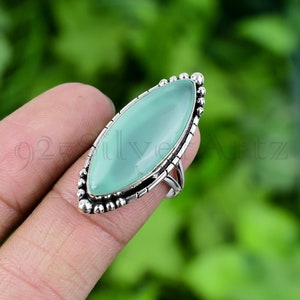 Aqua Chalcedony Ring 925 Sterling Silver Ring Aqua Chalcedony Genuine Gemstone Ring Handmade Silver Jewelry Ring Lovely Gift For Her RJS425