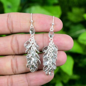 Aqua Apatite Grape Earring 925 Sterling Silver Earring Aqua Apatite Gemstone Earring Handmade Silver Jewelry Earring Gift For Her EJS744