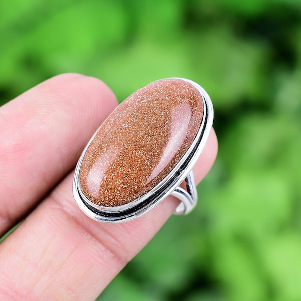 Red Sunstone Ring 925 Sterling Silver Ring Red Sunstone Statement Gemstone Bohemian Ring Handmade Silver Jewelry Ring Gift For Her RJS123