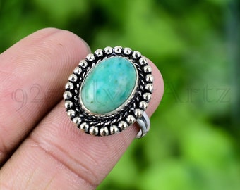 Handmade Turquoise Ring: Genuine Gemstone, 925 Sterling Silver