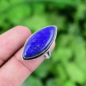 Lapis Lazuli Ring 925 Sterling Silber Ring Lapis Lazuli echte Edelstein Boho Ring handgemachte Silber Schmuck Ring Geschenk für sie