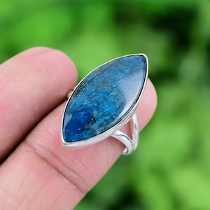 Neon Apatite Ring 925 Sterling Silver Ring Neon Apatite Genuine Gemstone Bohemian Ring Handmade Silver Jewelry Ring Gift For Her RJS180