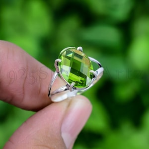 Peridot Ring 925 Sterling Silver Ring Peridot Gemstone Ring Handmade Silver Jewelry Statement Ring Gift For Her RJS676