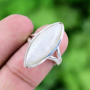 Rainbow Moonstone Ring 925 Sterling Silver Ring Genuine Gemstone Bohemian Ring Handmade Silver Jewelry Ring Gift For Her RJS121