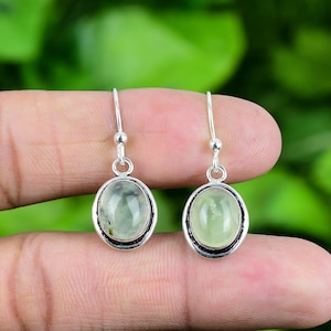 Prehnite Earring 925 Sterling Silver Earring Prehnite Gemstone Earring Handmade Silver Jewelry Earring Gift For Her EJS723