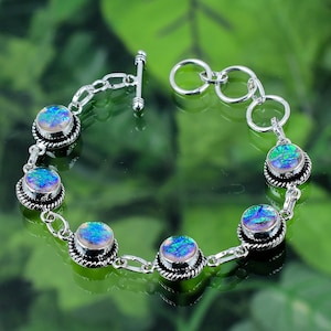 Triplet Fire Opal Bracelet 925 Sterling Silver Bracelet Triplet Fire Opal Gemstone Handmade Silver Jewelry Bracelet Gift For Her SLGRB15