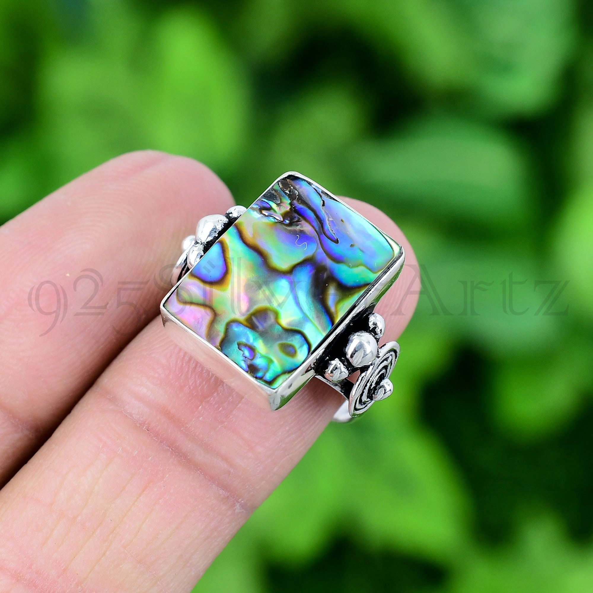 Shell 925 Ring Handmade Abalone Shell 925 Sterling Silver Statement Ring - Etsy